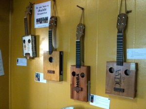 Judy Robinson ukuleles on display at Satchel's